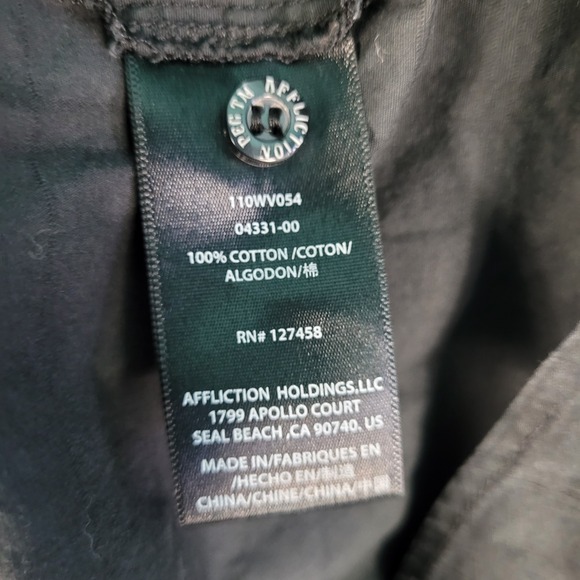 Affliction Black Premium Shirt Men's Size XL Black Embroidery Button Long Sleeve - Picture 6 of 11